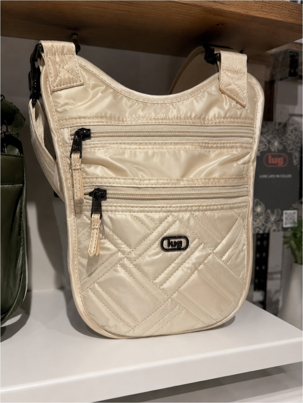 Lug Quilted Crossbody Bag Cream Nylon Travel Purse NWT